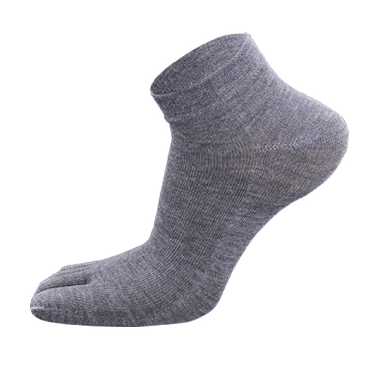 Men Toe Socks Deodorant In-tube Cotton Socks Solid Health Toe Socks With